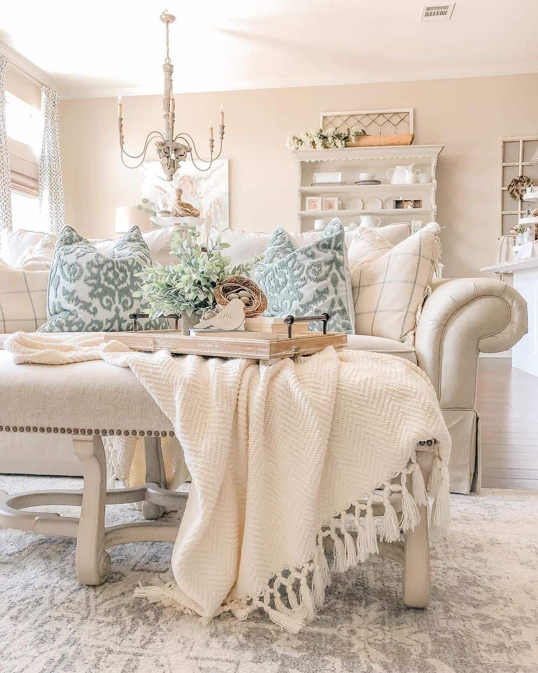 Center Your Sofa Arrangement with a Wooden Tray