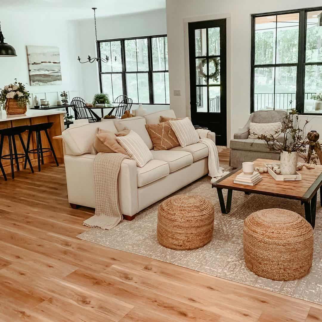 Round Woven Poufs Add Casual Seating and Texture