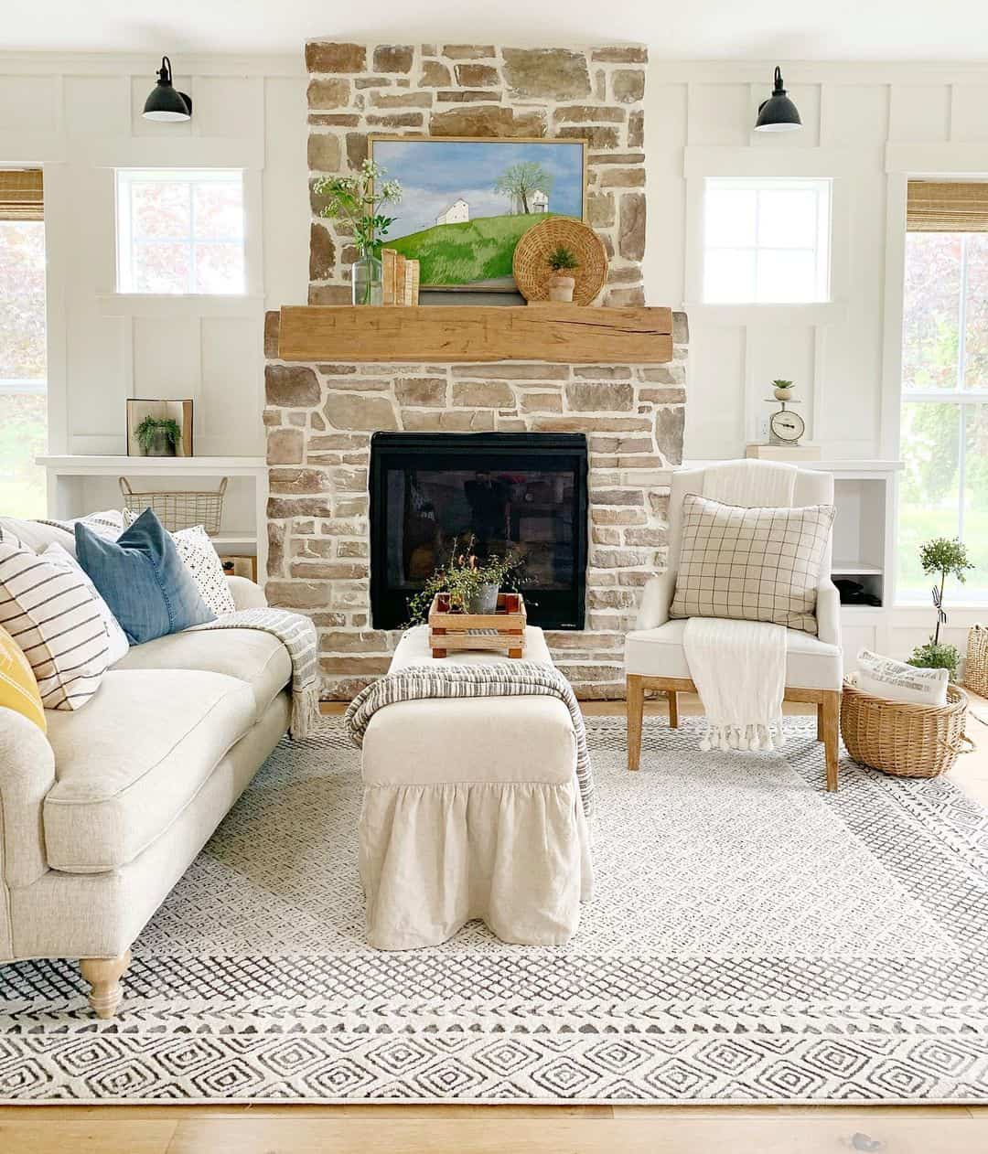 Wooden Crate Adds Rustic Charm to Linen Ottoman