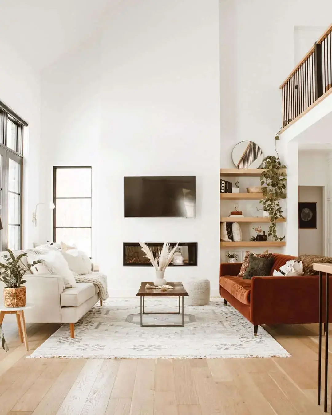 Warm Up Walls with Natural Wood Floating Shelves