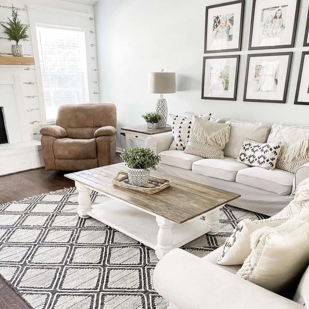 Wood and White Coffee Table with Two Tiers for Display