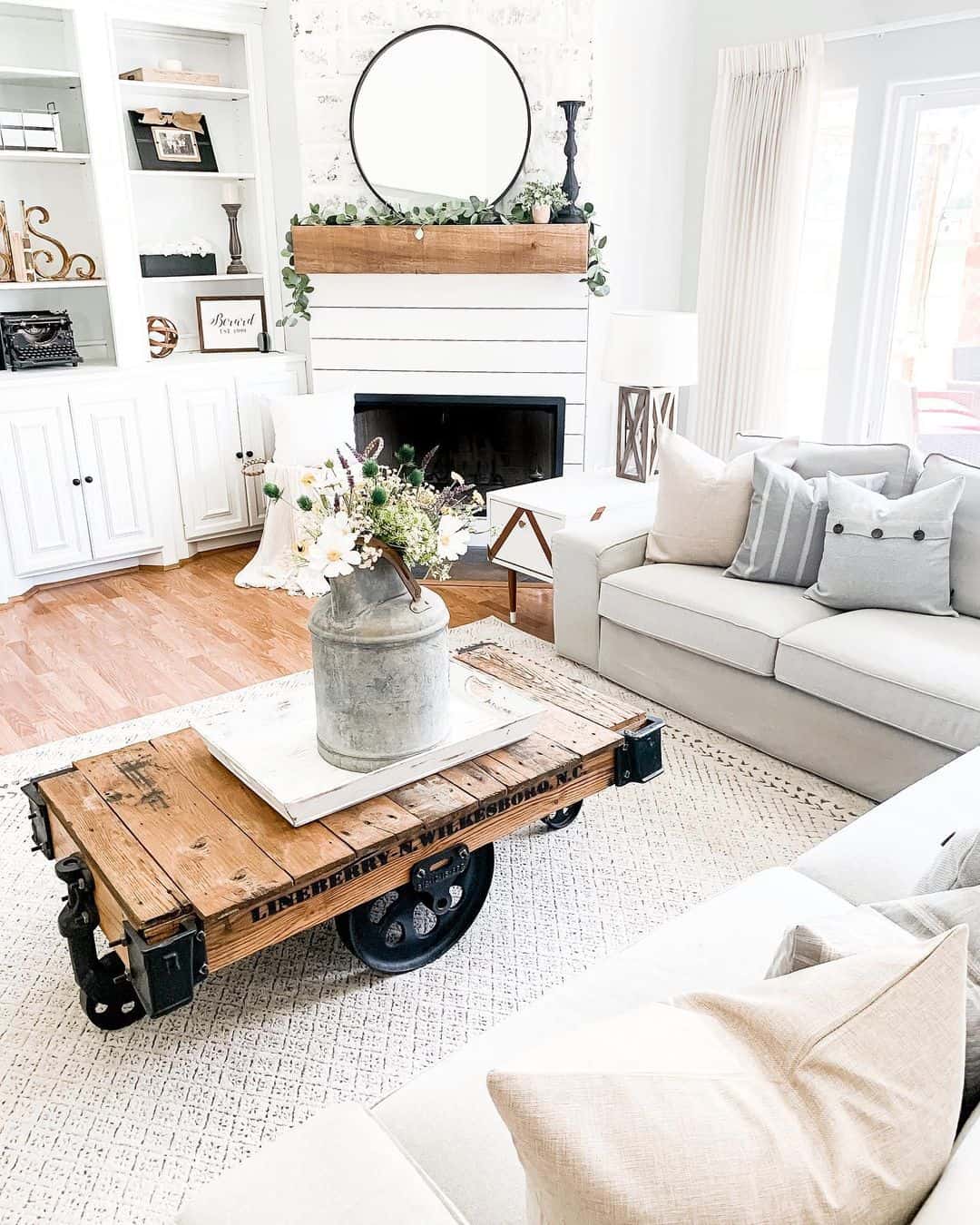 Industrial Cart Coffee Table Adds Rustic Charm