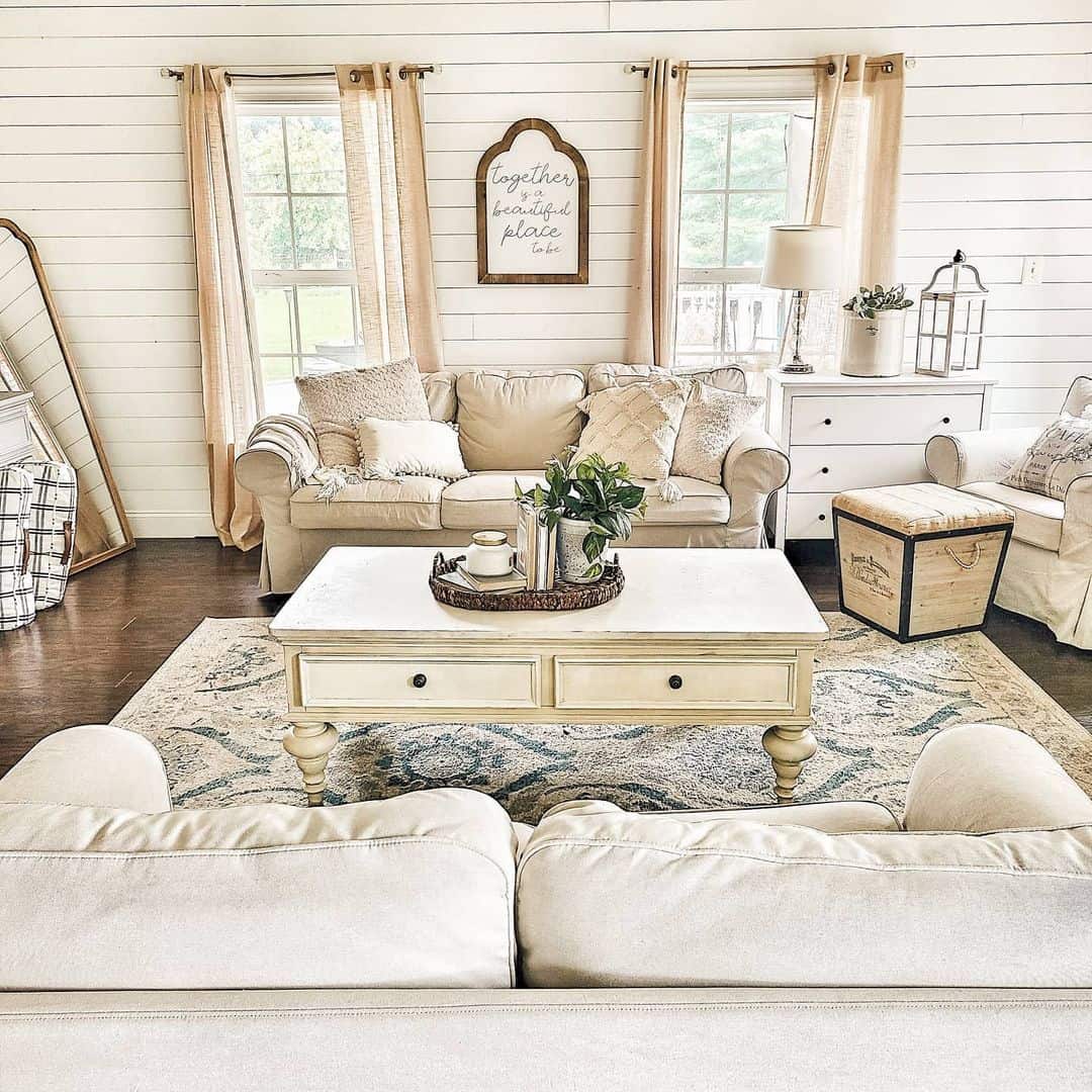 Arched Wooden Sign Adds a Personal Touch Above the Sofa