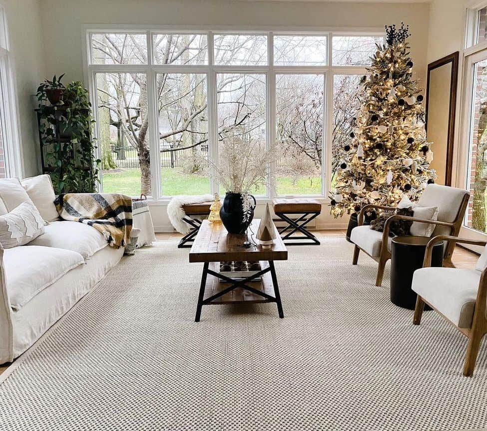 Dark Wood Coffee Table Anchors Seating Area