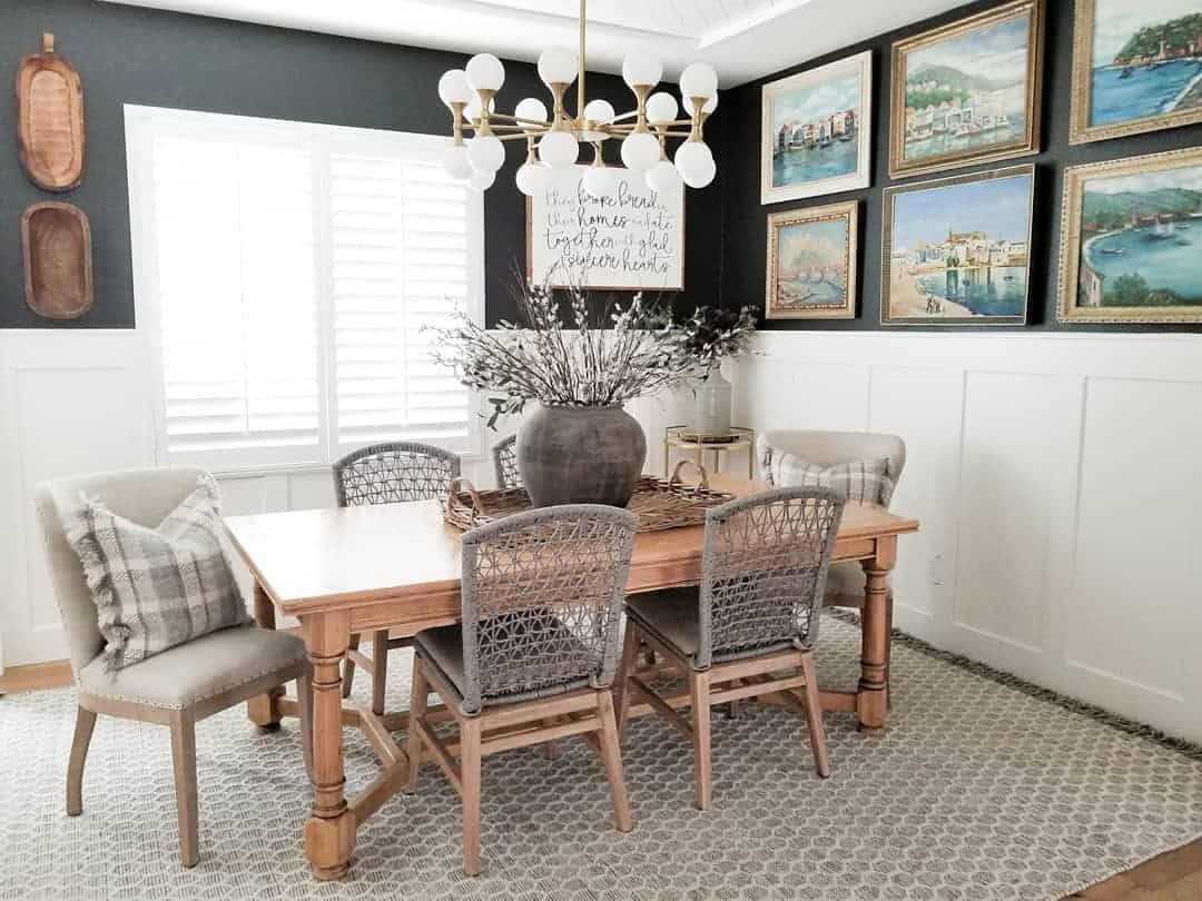 Design a Gallery Wall Above Paneled Wainscoting