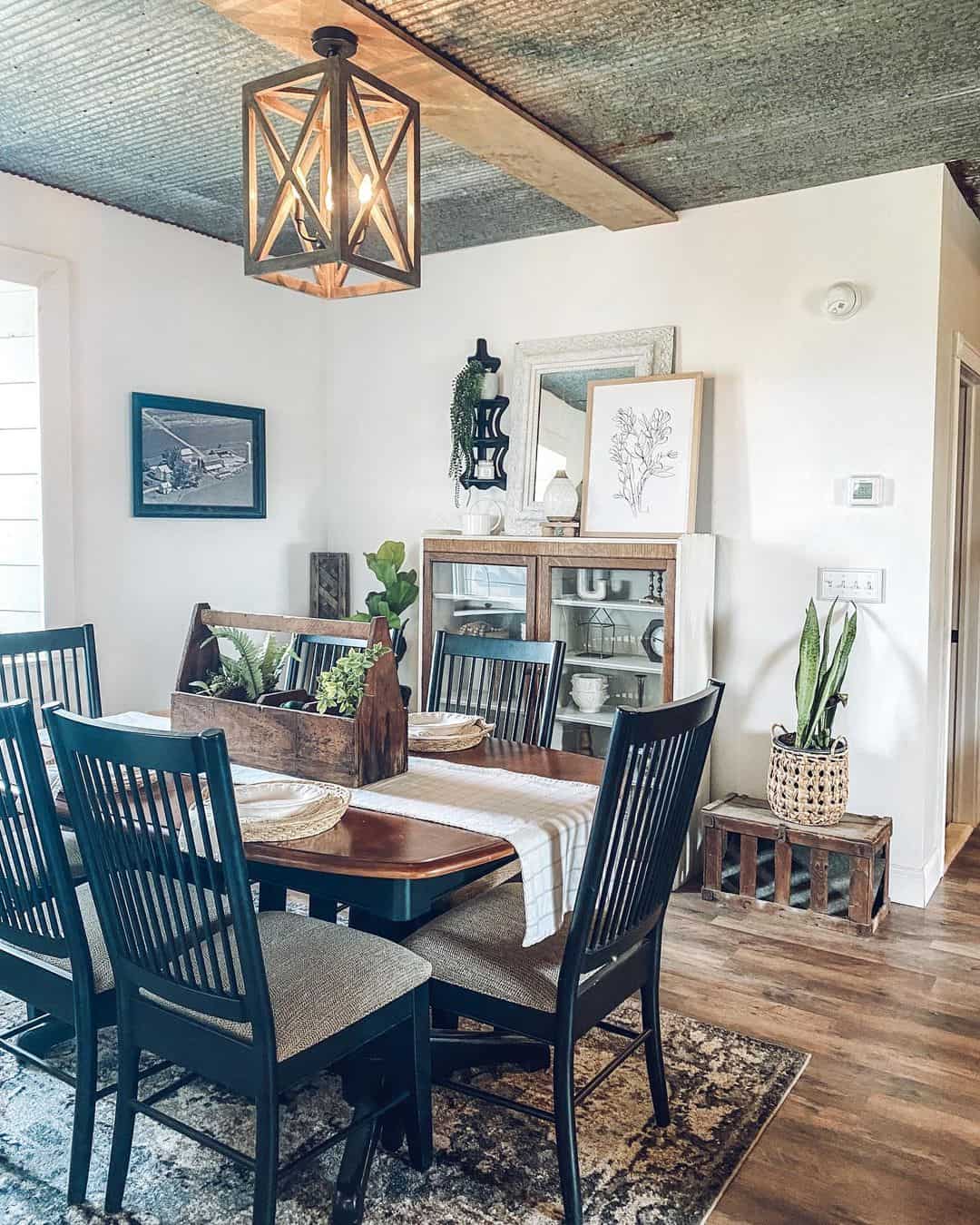 Two-Toned Dining Table with a Deep Teal Base