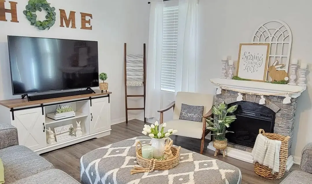 Rustic Wood Top Complements White Barn Door Console