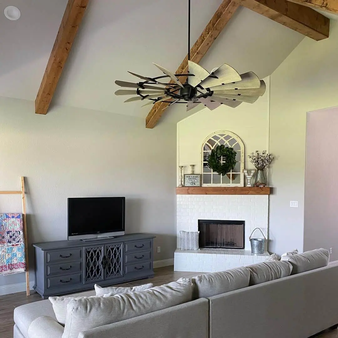 Vaulted Ceilings Get Rustic Charm from a Farmhouse Windmill Fan