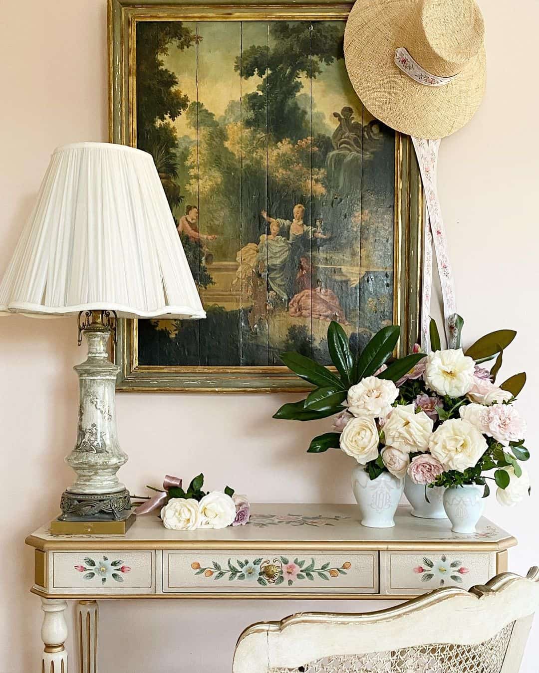 Straw Hat Becomes Unexpected Art Piece on Vintage Panel
