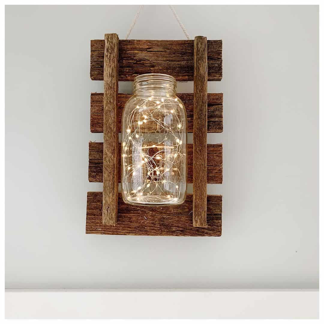 Mason Jar Light Adds Cozy Ambiance to Rustic Wall Display