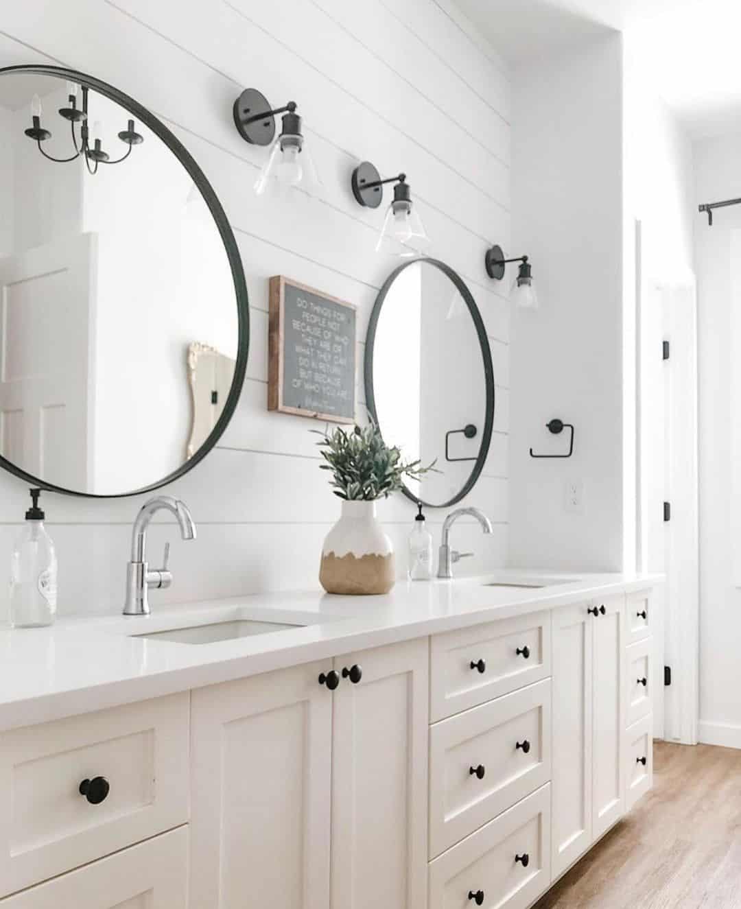 Contrast Mirrors Against Shiplap Walls