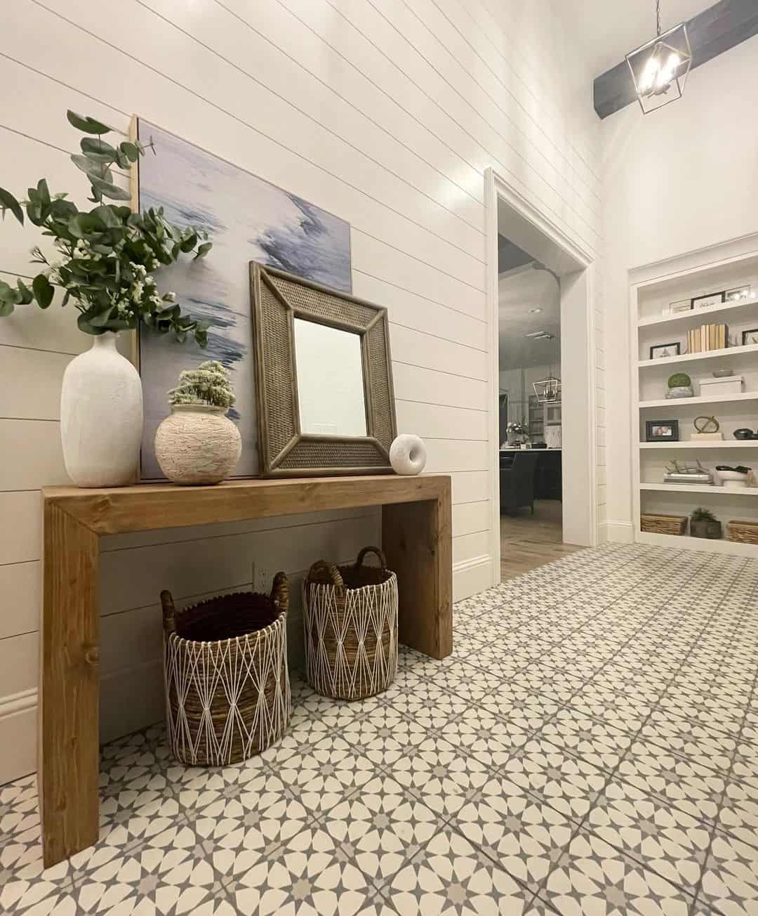 Tuck Woven Baskets Under a Solid Wood Console