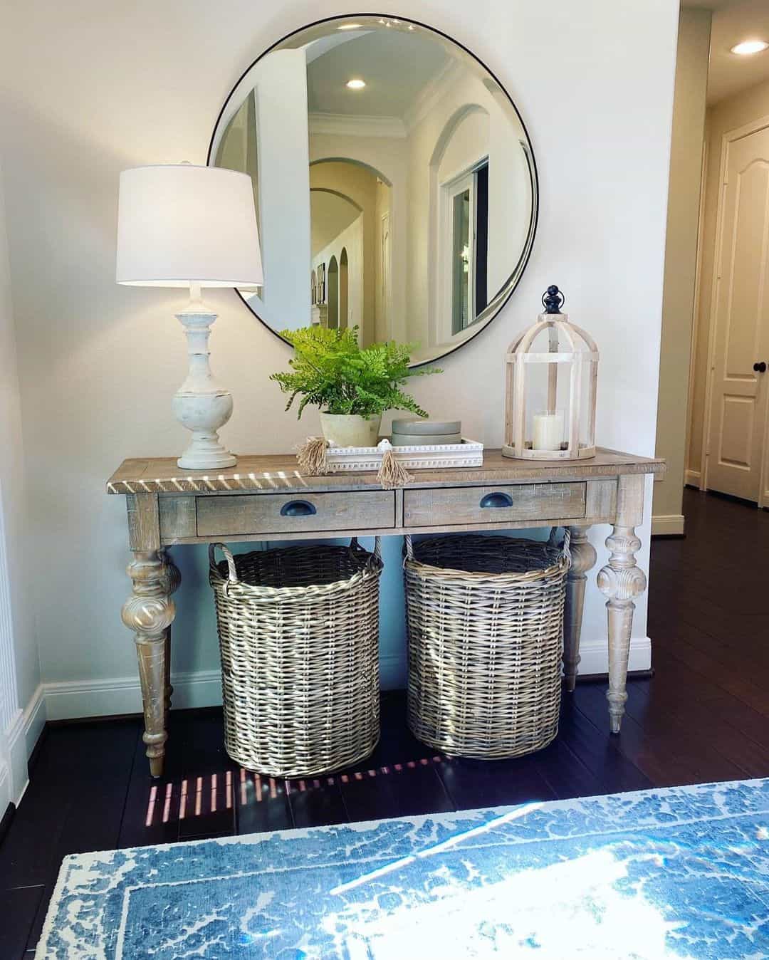 Frame Your Console with Tall Woven Baskets