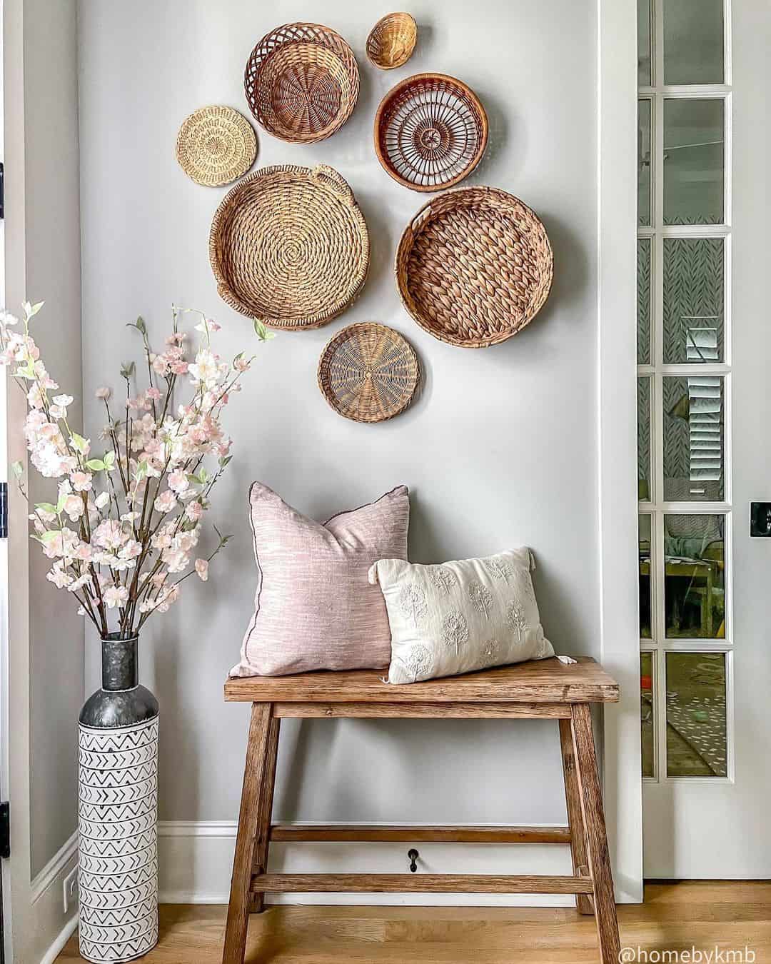 Woven Basket Wall Art Adds Natural Texture to Entryways