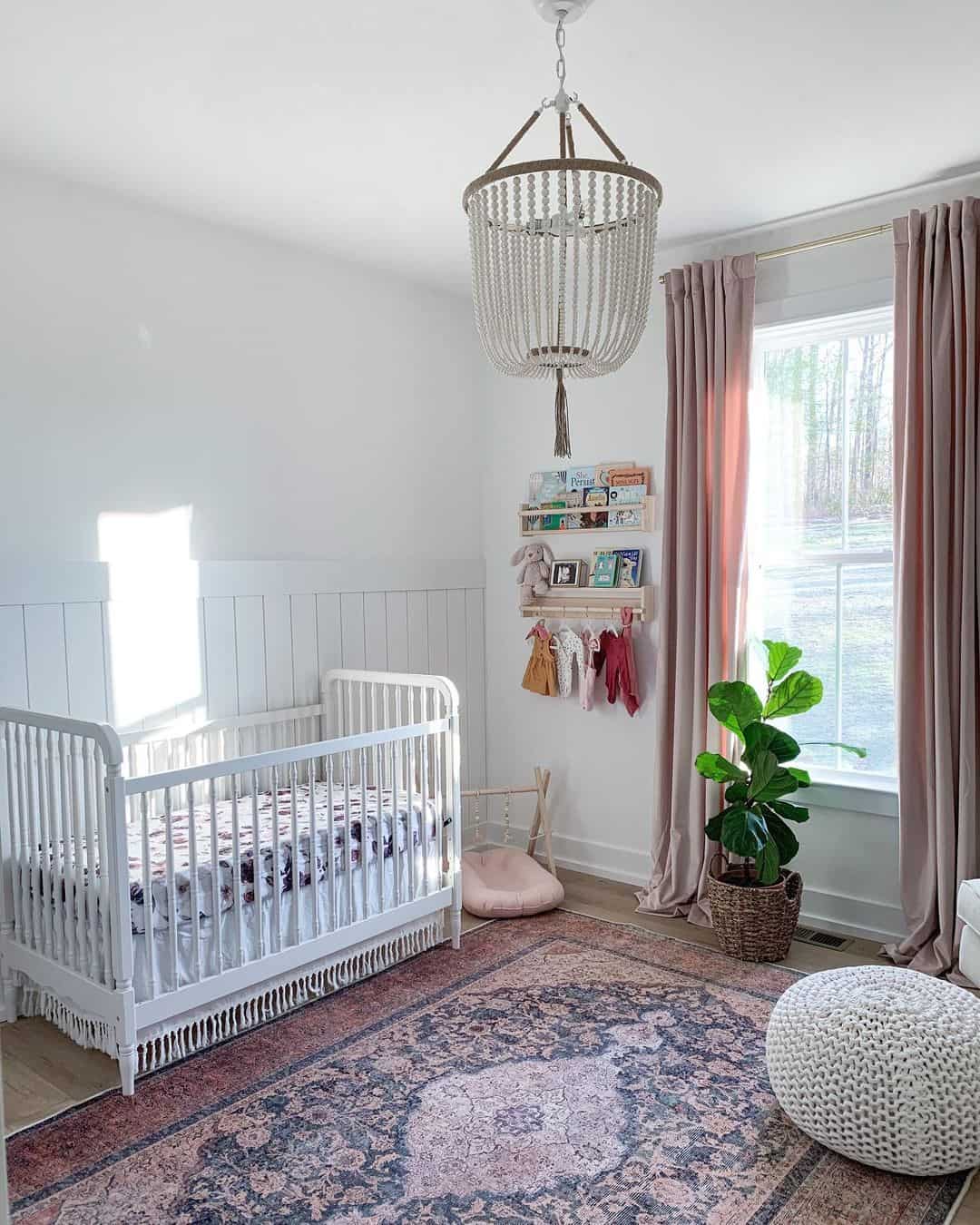 Wooden Shelves Display Books and Baby Outfits